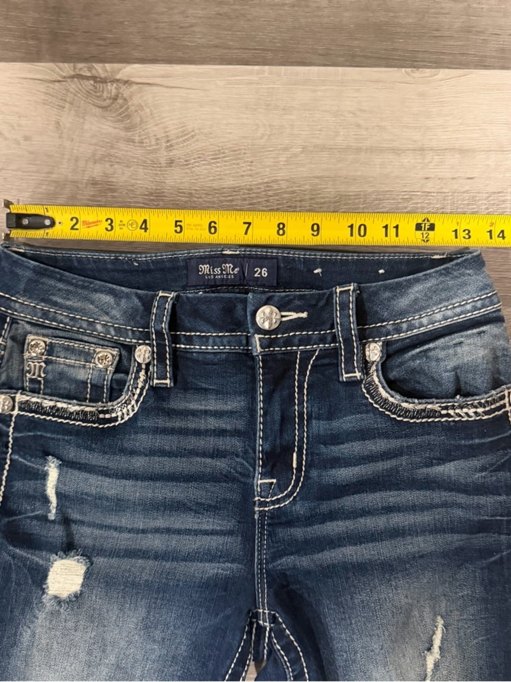 Miss Me Womens Curvy Ankle Skinny Jeans Distressed Flap Pockets Size 26 - Picture 2 of 10